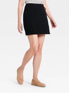 Women's Linen Wrap Mini Skirt Black XS NWT - A New Day